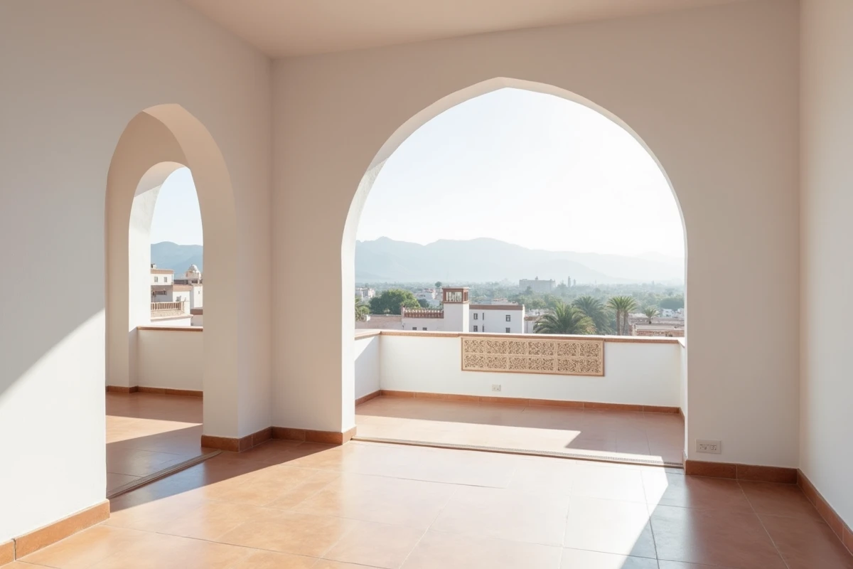 Appartement rénové à vendre à Marrakech avec vue sur les toits de la médina et la montagne de l'Atlas