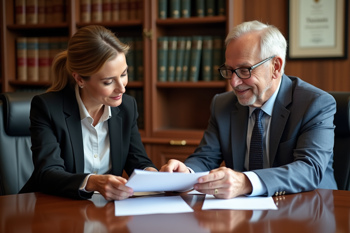 Femme et homme d'affaires discutant dans un bureau élégant