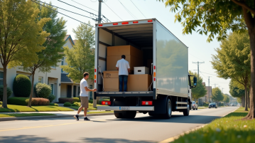 Camion de déménagement de 30m3 chargé sous un soleil