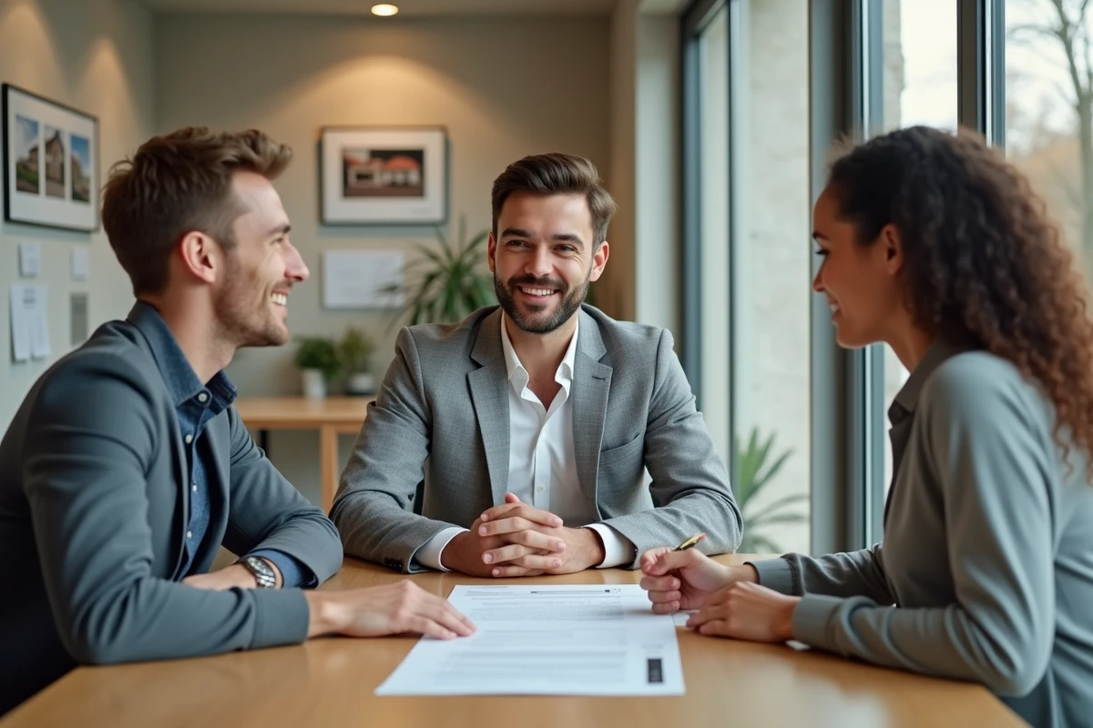 Consultant immobilier de Dumoulin 87 en réunion avec des clients pour un achat immobilier à Limoges en 2026