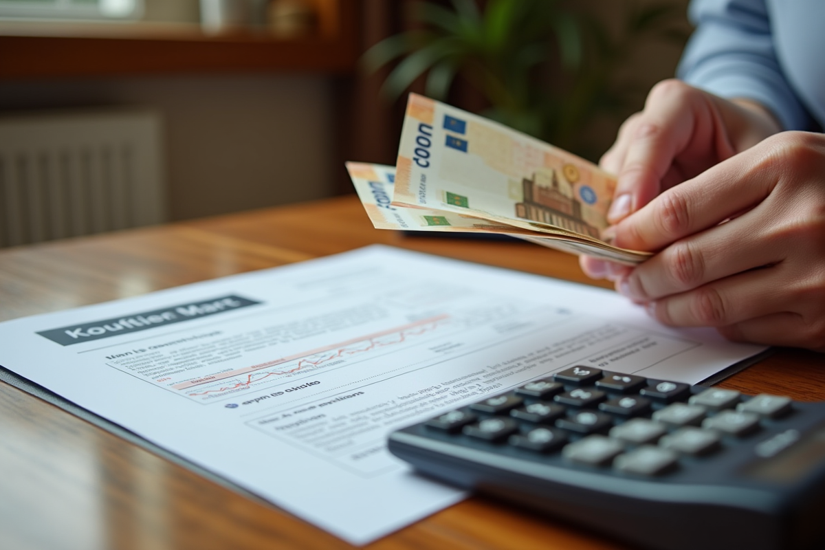 Document financier et calculatrice avec billets d euros sur un bureau chaleureux