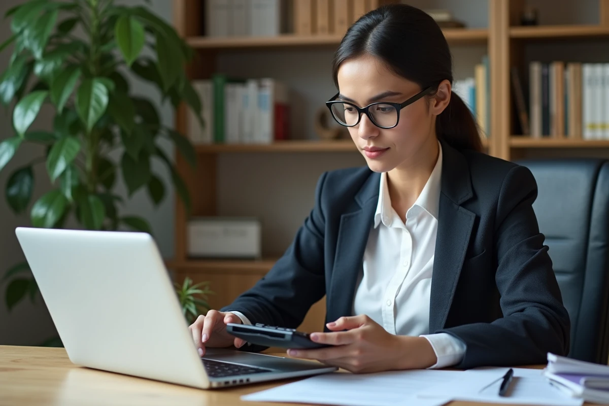 Jeune femme professionnelle travaillant à son bureau moderne