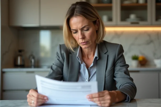 Femme d affaires examinant des documents immobiliers à la maison
