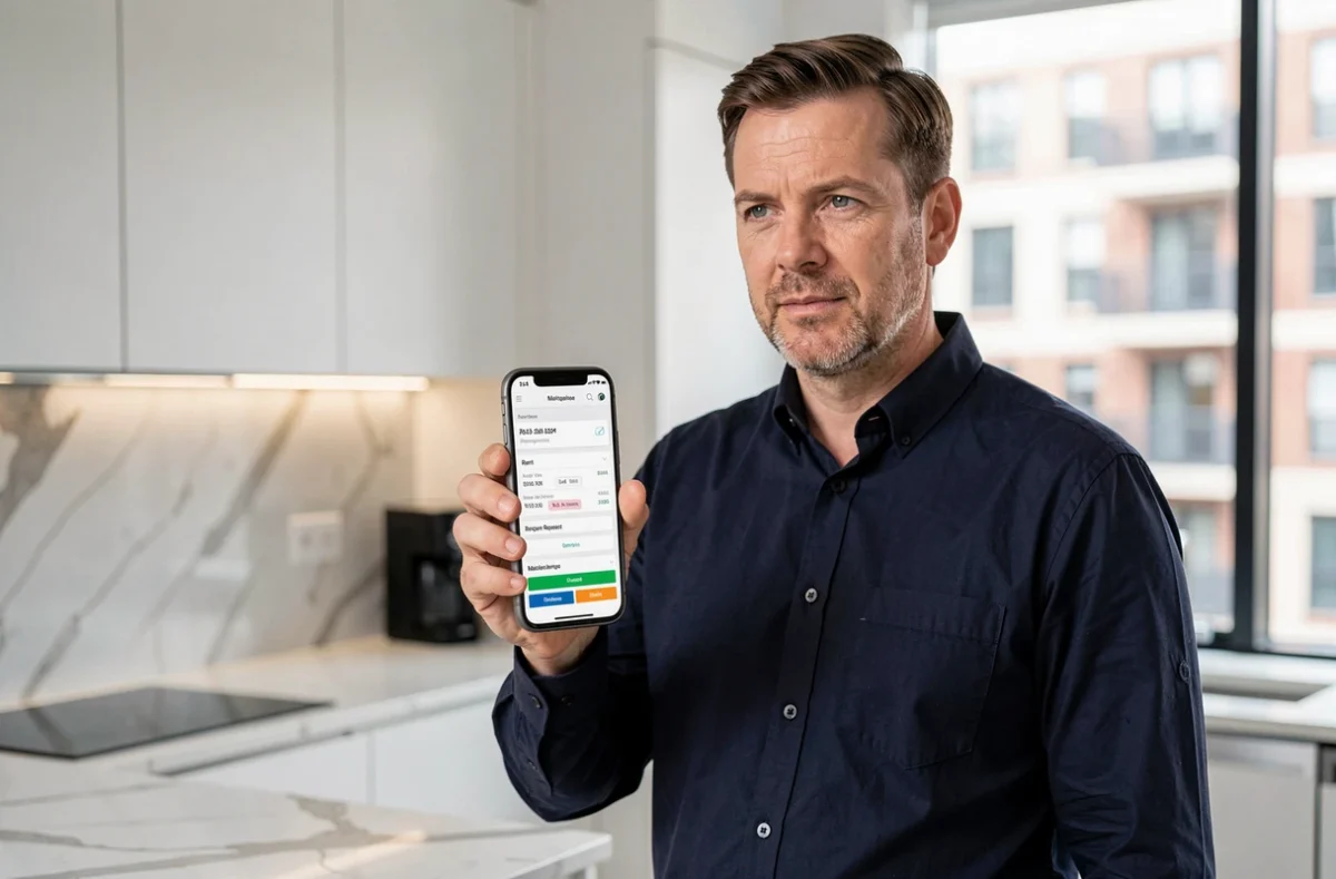 Locataire consultant l'application MyFoncia sur smartphone pour suivre ses documents et paiements de loyer