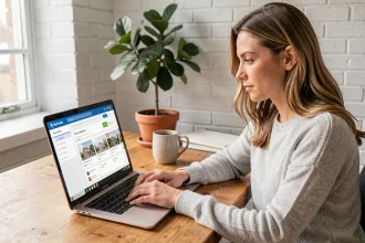 Locataire utilisant l'espace client MyFoncia sur son ordinateur portable pour gérer sa location en ligne