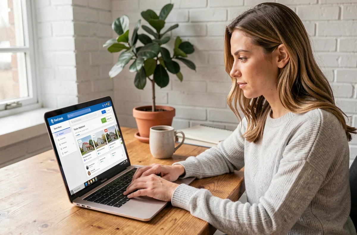 Locataire utilisant l'espace client MyFoncia sur son ordinateur portable pour gérer sa location en ligne