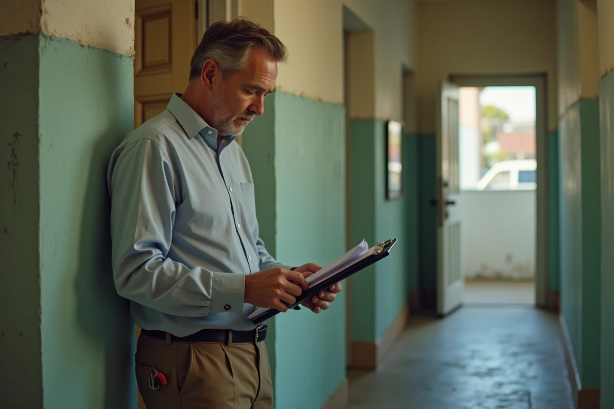 Homme loueur dans un couloir d