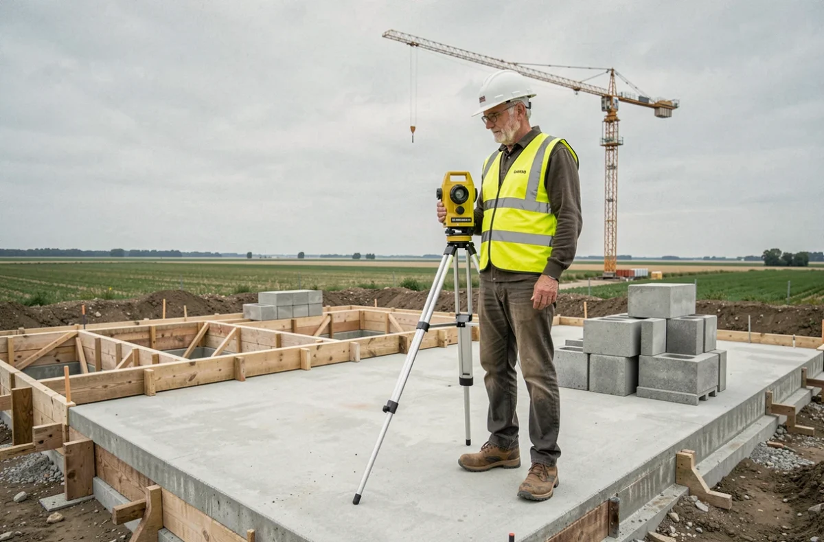 Maisons MCA : chef de chantier supervisant les fondations d'une maison individuelle sur un terrain en Eure-et-Loir