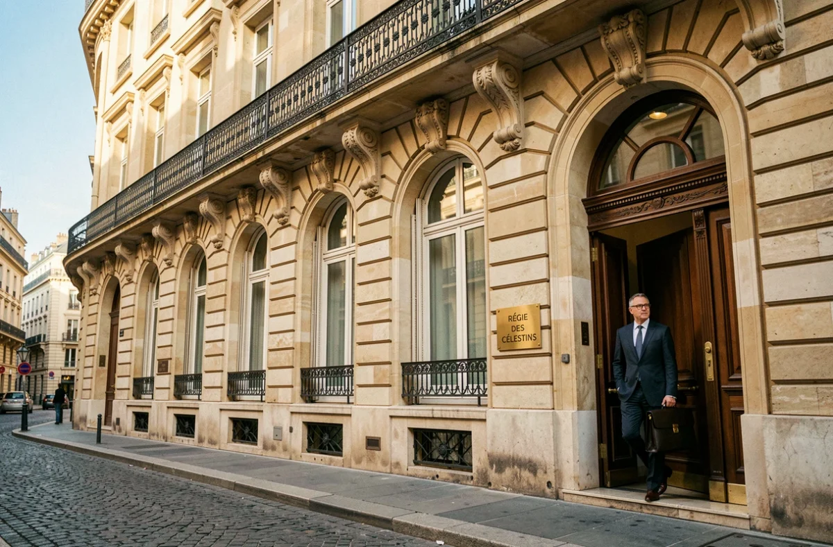 Façade classique de l'immeuble abritant la Régie des Célestins à Lyon avec gestionnaire immobilier
